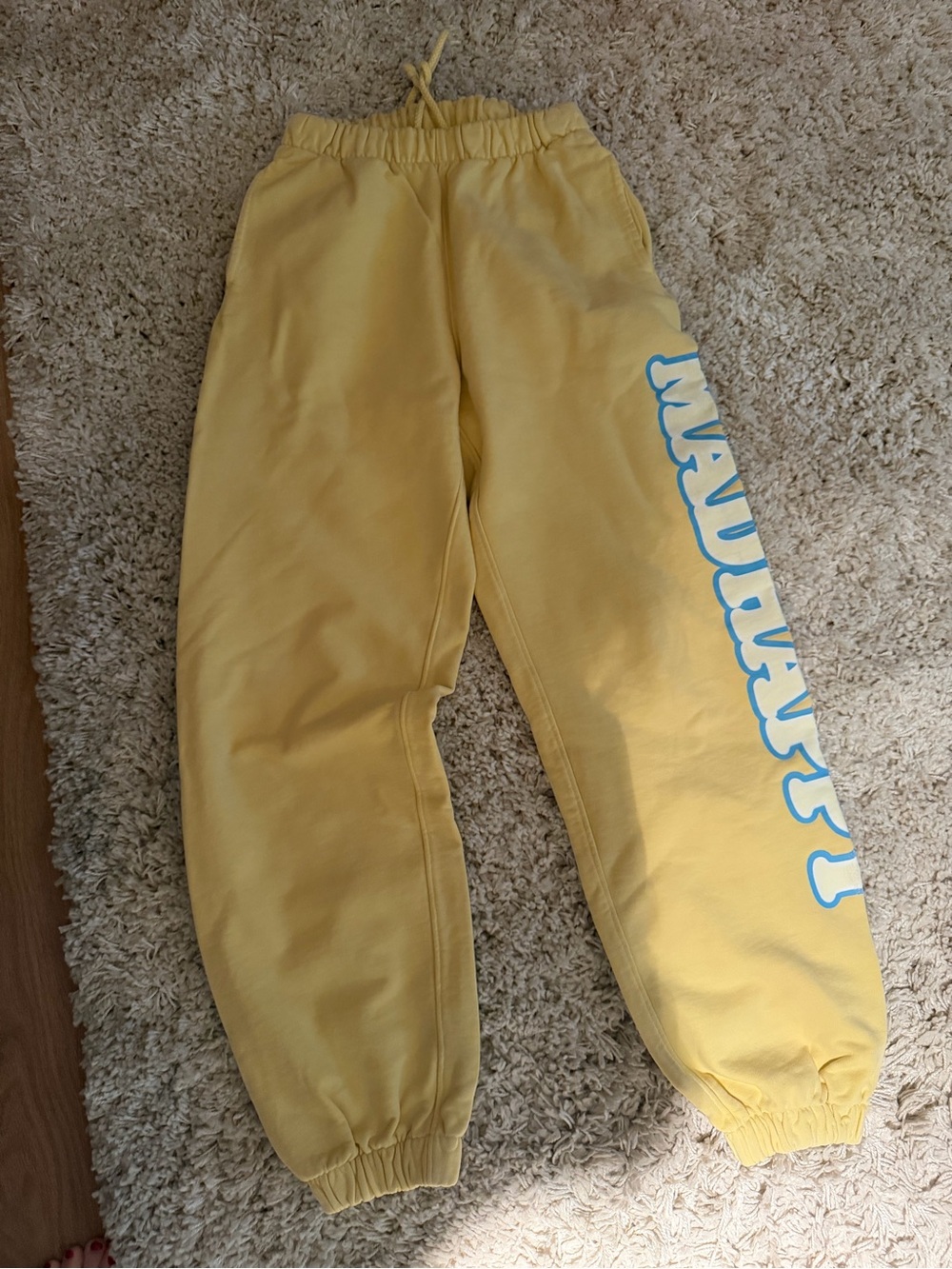 Madhappy Yellow Sweatpants with Blue Side Script